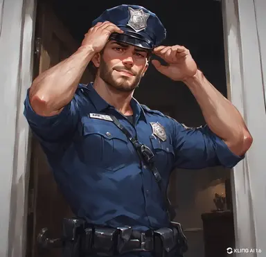 Police Officer at the door
